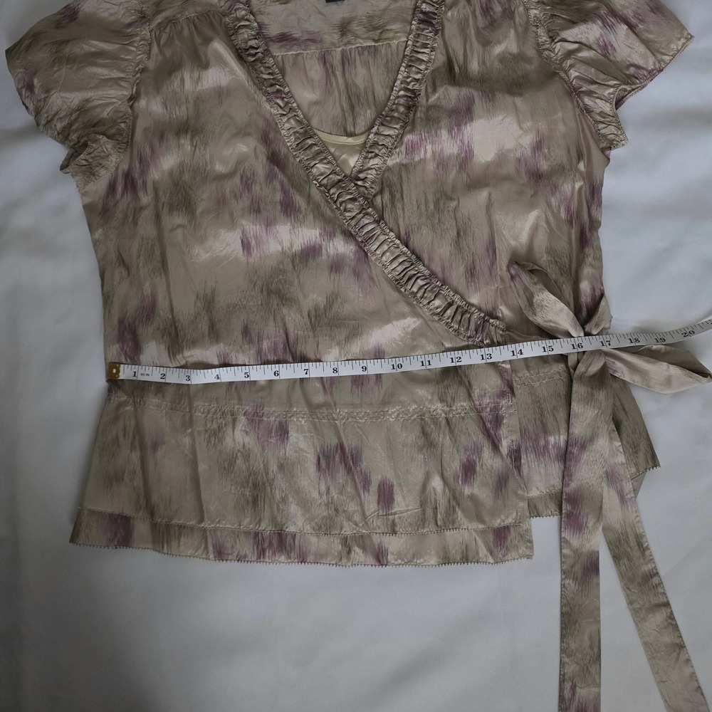 DKNY Donna Karan New York 100% Silk Abstract Print Wrap Blouse Women's Size 12 - Picture 11 of 12